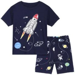 Pyjama T-shirt Et Short à Motif Fusée Pour Garçon