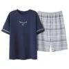 Pyjama T-shirt Et Short Avec Inscription Always Smiling Pour Hommes -Mode Pyjamas Magasin pyjama t shirt et short avec inscription always smiling pour hommes