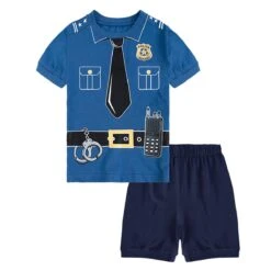 Pyjama T-shirt Et Short Uniforme De Police Pour Garçon