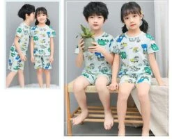 Pyjama Vert Deux Pièces Avec Imprimé Dessin Animé Pour Enfants -Mode Pyjamas Magasin pyjama vert deux pieces avec imprime dessin anime pour enfants 2