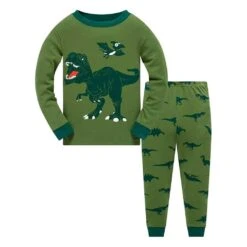 Pyjamas Deux Pièces Imprimé Dinosaure Pour Petit Garçon -Mode Pyjamas Magasin pyjamas deux pieces imprime dinosaure pour petit garcon 2