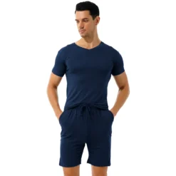 Pyjashort Homme à Manches Courtes Et Col En V Pour Hommes