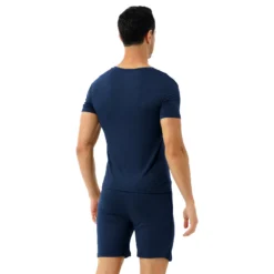 Pyjashort Homme à Manches Courtes Et Col En V Pour Hommes -Mode Pyjamas Magasin pyjashort homme a manches courtes et col en v pour hommes 3