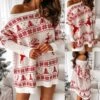 Robe Pull De Noël Manches Longues Pour Femmes -Mode Pyjamas Magasin robe pull de noel manches longues pour femmes