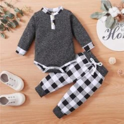 Tenue 2 Pièces à Manches Longues Pour Bébé -Mode Pyjamas Magasin tenue 2 pieces a manches longues pour bebe 3